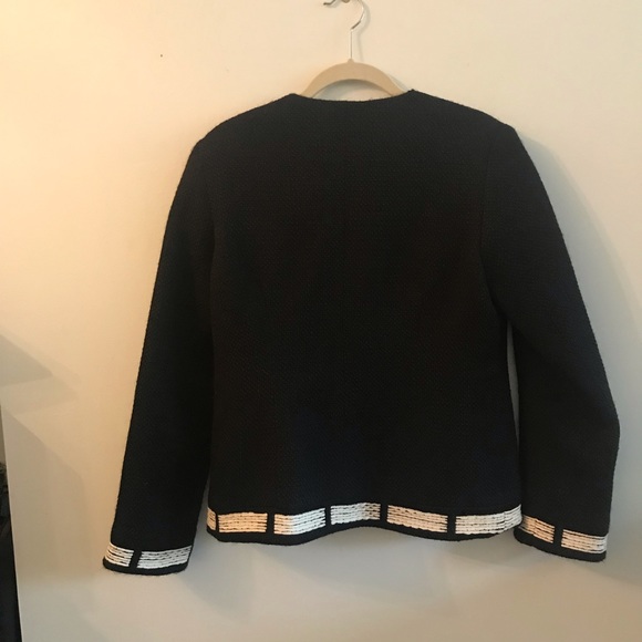 Cara Lotti beautiful black wool jacket with ivory wool accents. Size 42 - Picture 4 of 7
